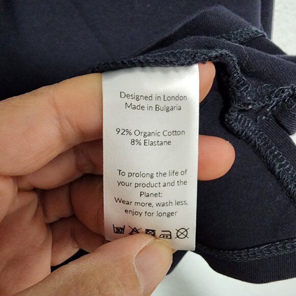 Saint + Sofia Basic Top V Neck Size 12 Dark Navy Color Organic Cotton - Picture 4 of 7